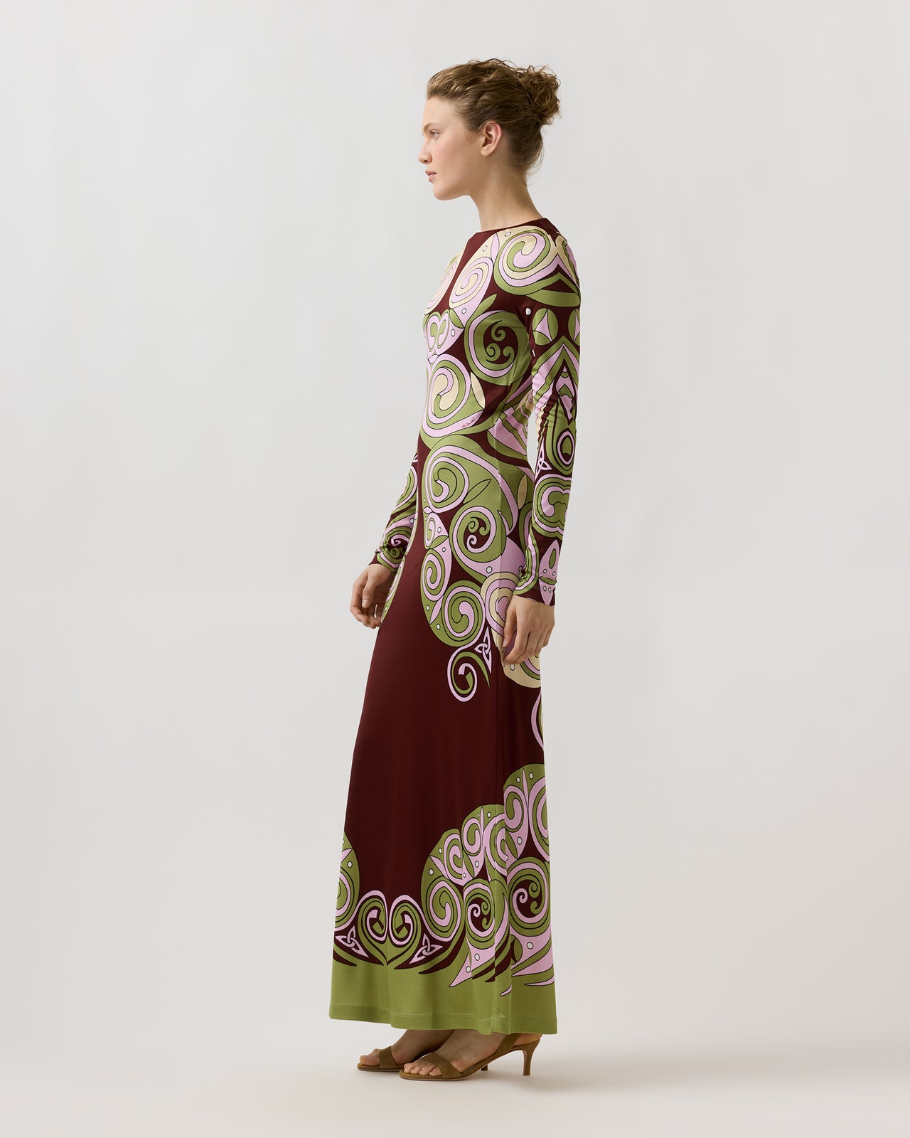 Long Sleeve Swing Dress in Kells Swirl Placée