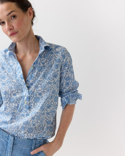 トップス MARNO Amy shirt Blue Tomboy Popover Shirt in Blue Sambourne Liberty Fabric | Shop Ann
