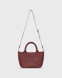 Lily Handwoven Tote in Crimson Leather