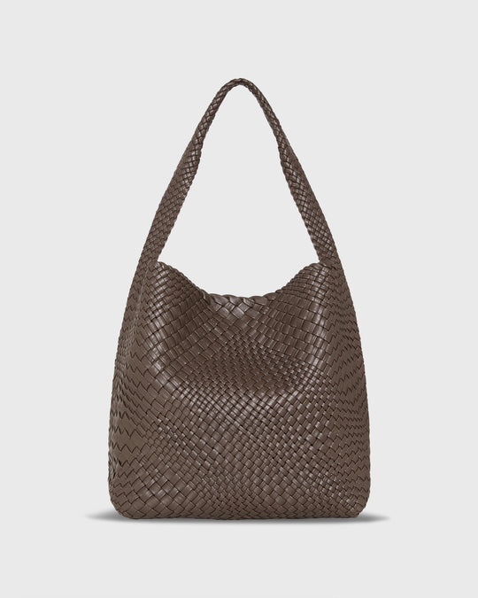 Jen Handwoven Hobo Bag in Brown Leather