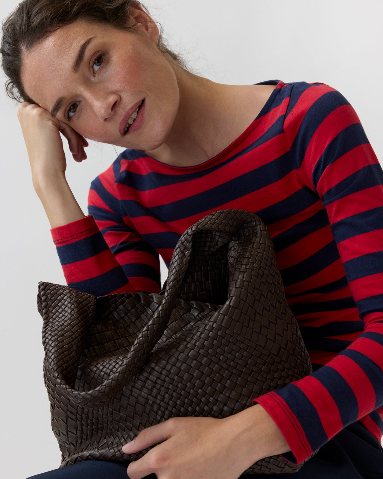 Jen Handwoven Hobo Bag in Brown Leather