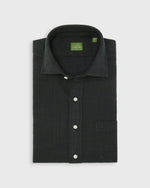 Load image into Gallery viewer, Spread Collar Sport Shirt in Navy/Green Jacquard
