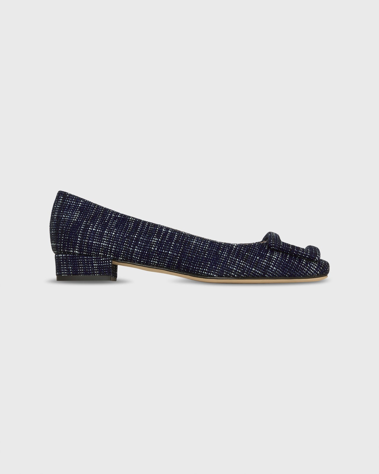 Buckle Shoe in Indigo Tic-Weave Jacquard