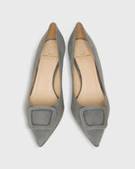Load image into Gallery viewer, Pointed-Toe Buckle Pump in Graphite Suede
