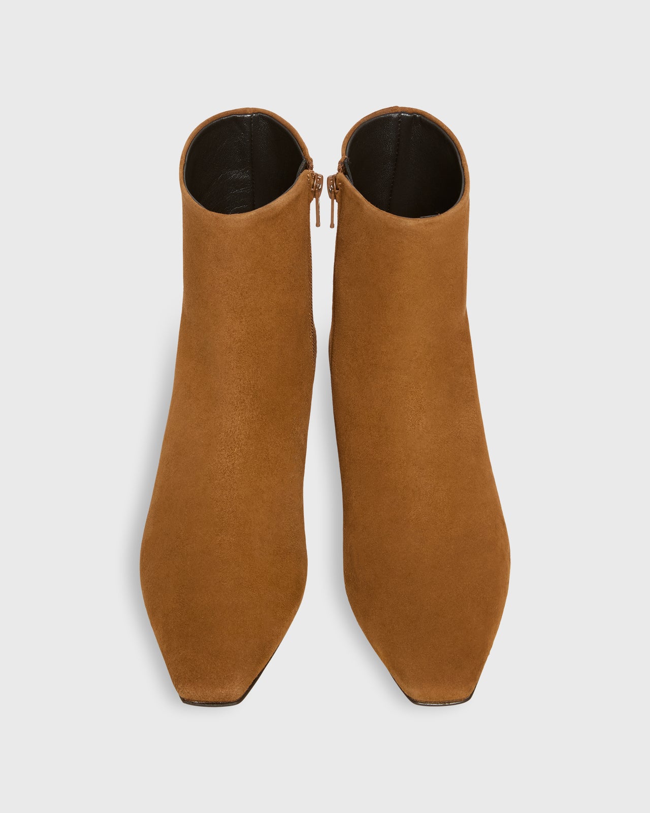 Zip Ankle Boot in Cognac Suede