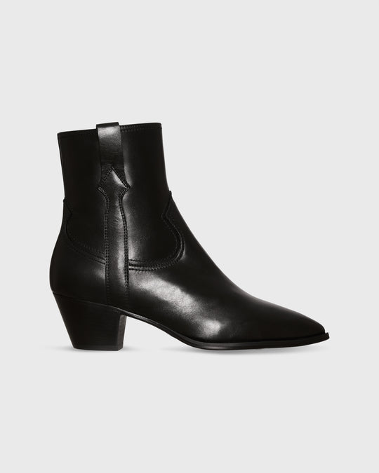 Lou Western Boot in Black Leather