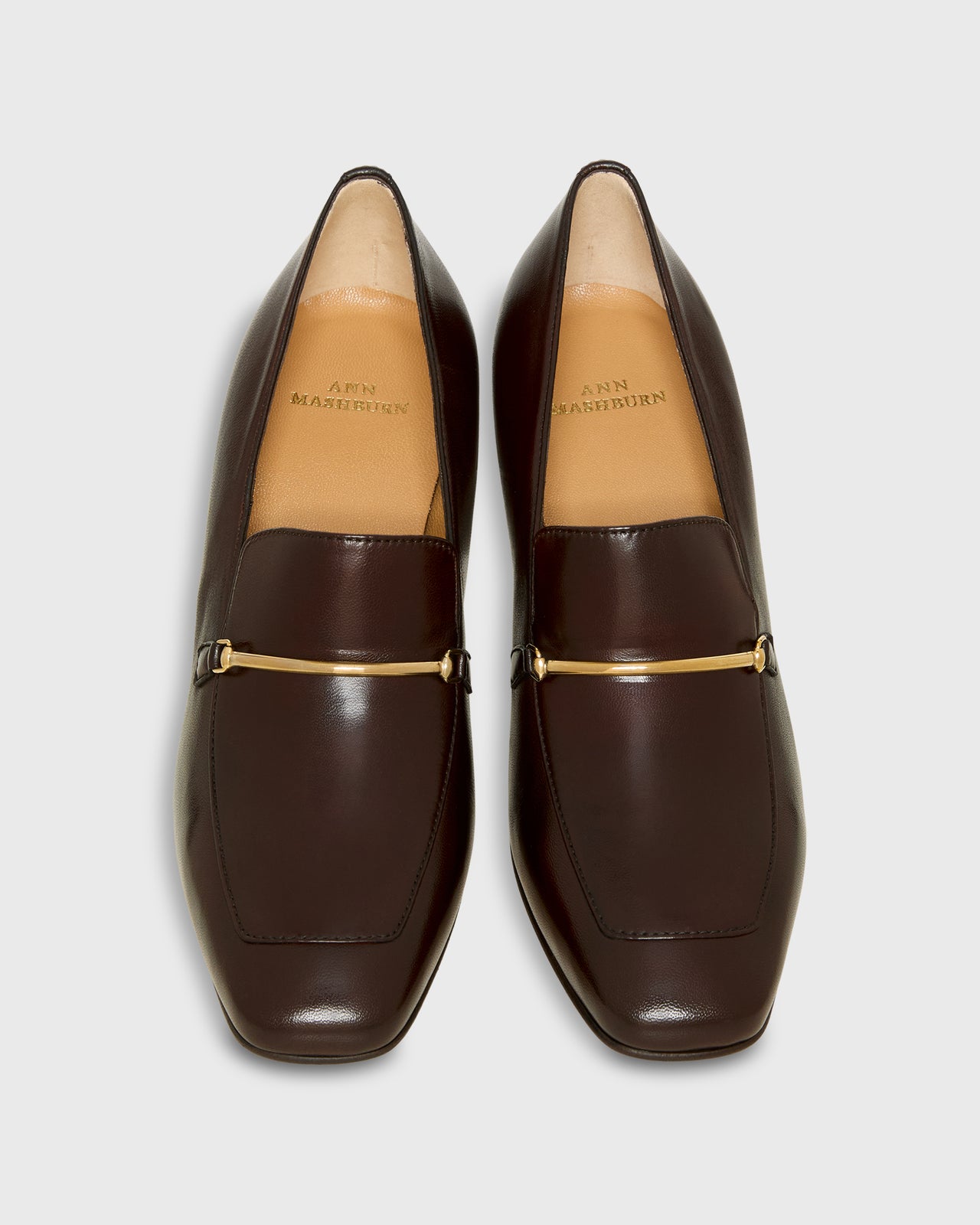Stacked Bit Loafer Heel in Chocolate Leather