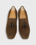 Load image into Gallery viewer, Tassel Heel Loafer in Brown Suede
