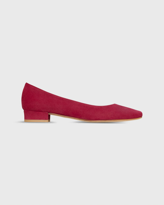 Cecelia Flat in Deep Red Suede