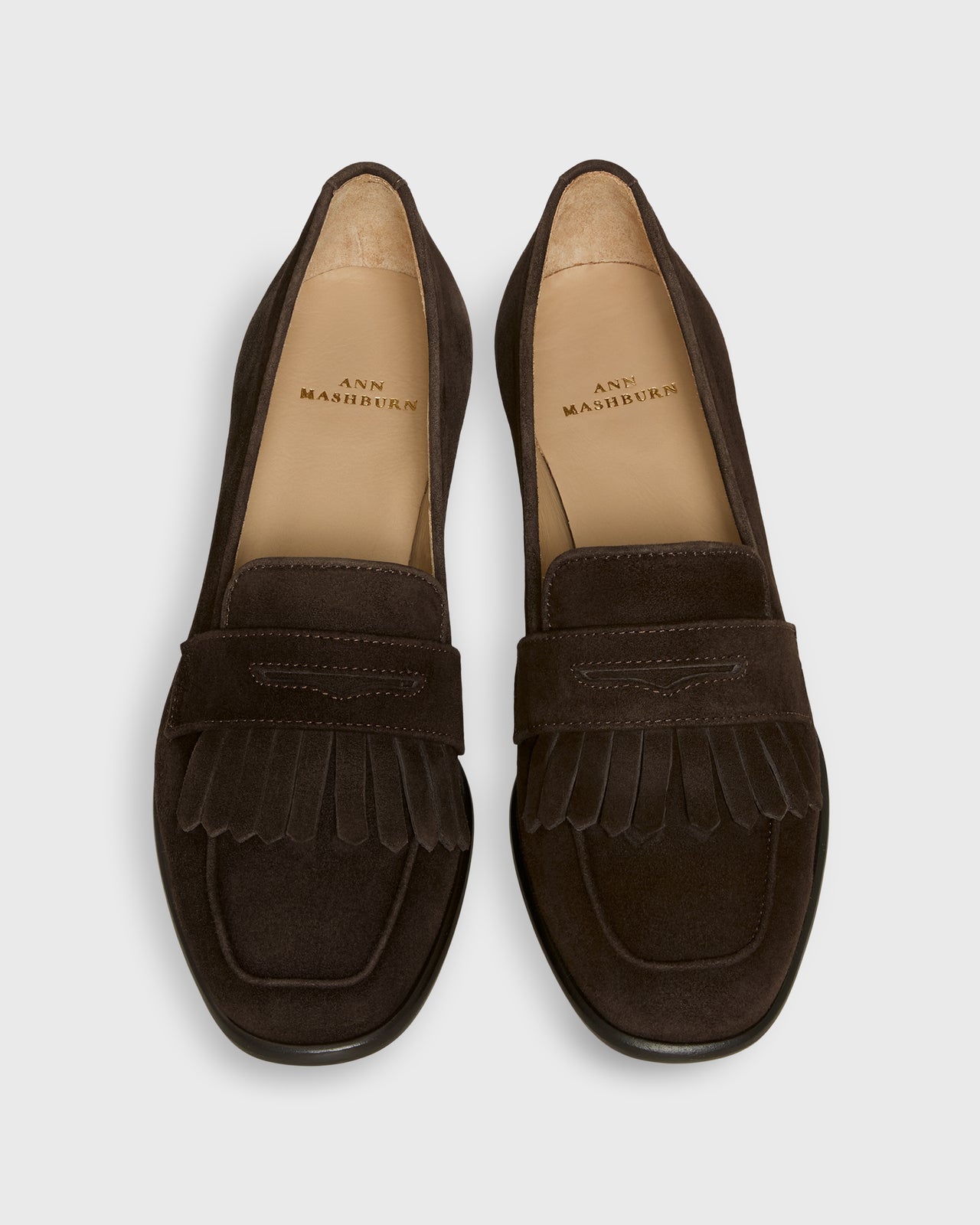 Kate Fringed Loafer in Brown Suede