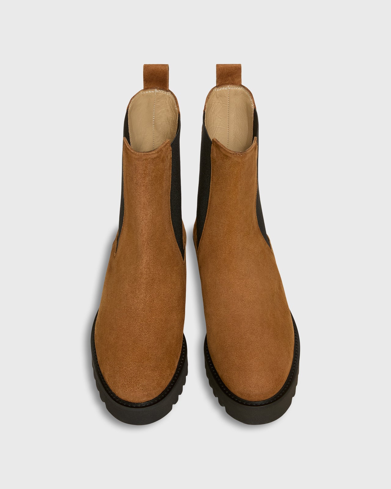 Tall Lug Sole Chelsea Boot in Teak Suede
