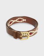 Load image into Gallery viewer, 1 1/8" Polo Belt in Bone/Red Medium Brown Leather
