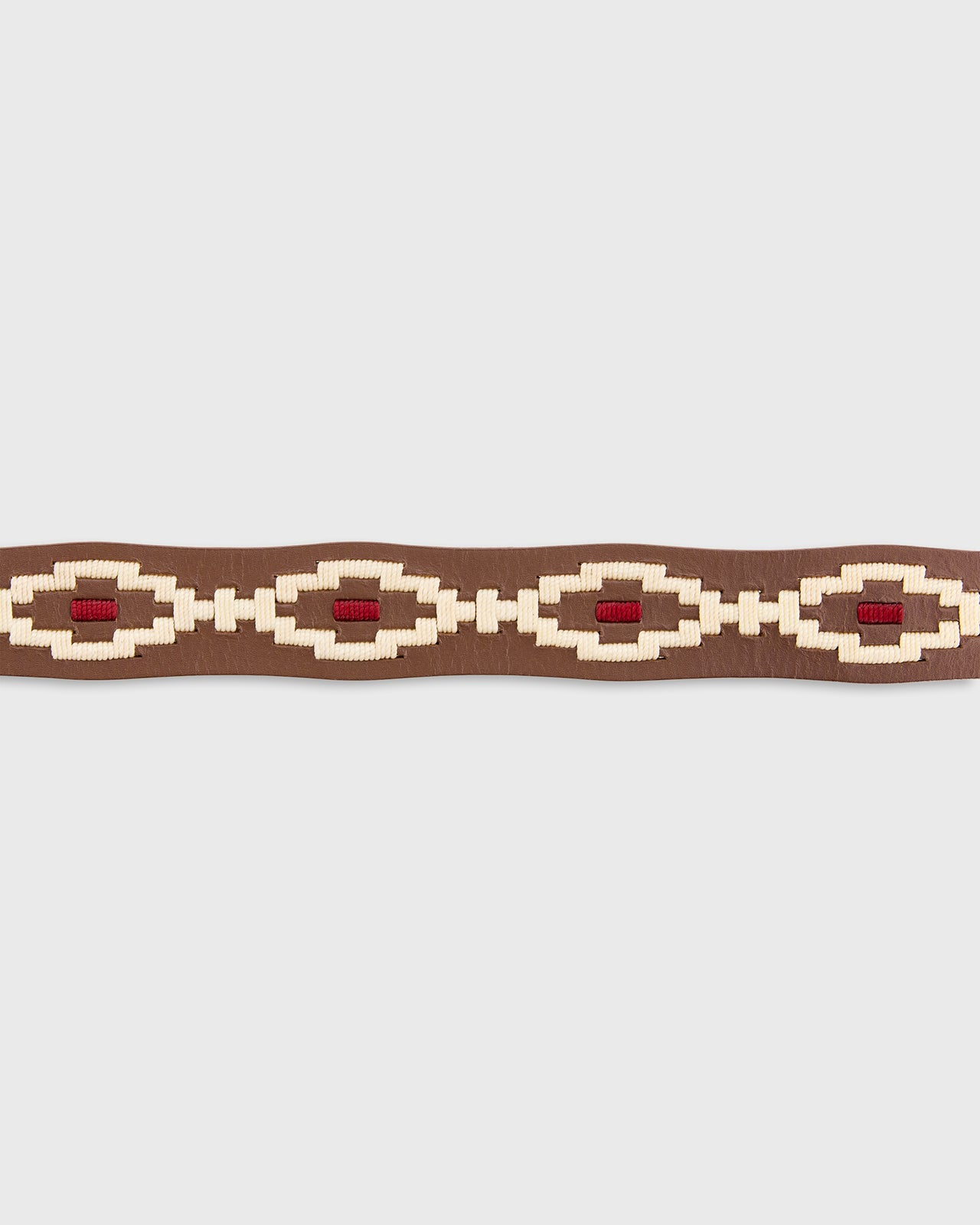 1 1/8" Polo Belt in Bone/Red Medium Brown Leather