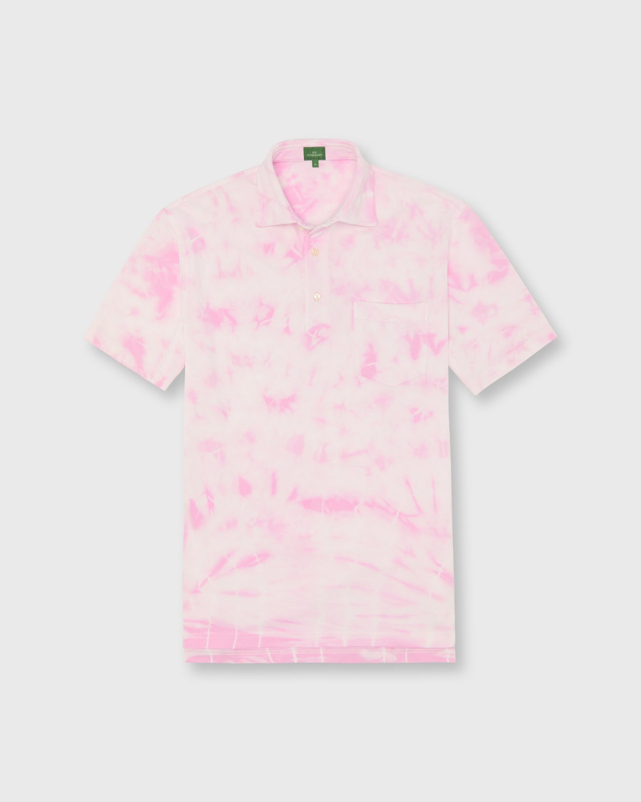 Short-Sleeved Polo in Pink/White Tie-Dye Pima Pique