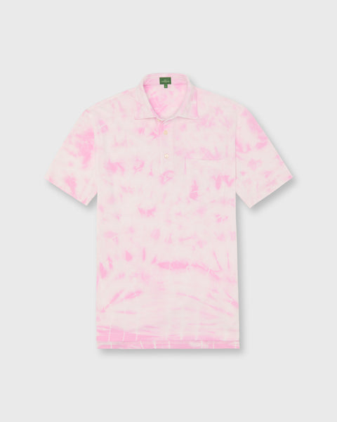 Short-Sleeved Polo in Pink/White Tie-Dye Pima Pique | Shop Sid