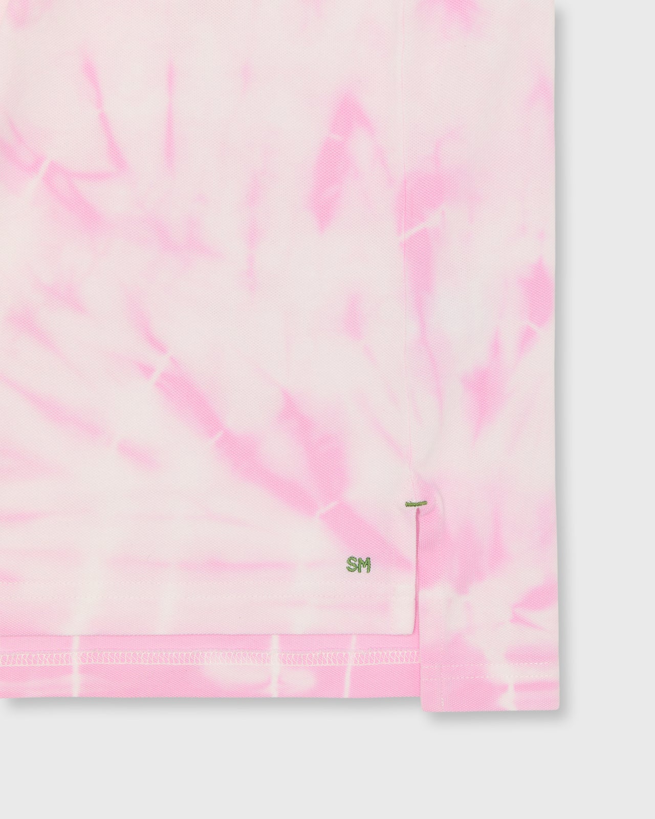 Short-Sleeved Polo in Pink/White Tie-Dye Pima Pique