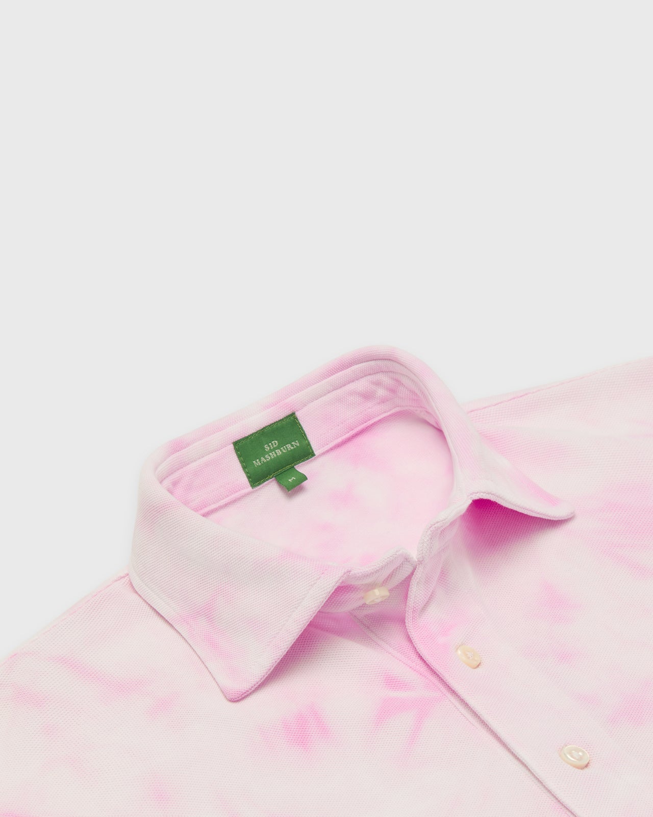 Short-Sleeved Polo in Pink/White Tie-Dye Pima Pique