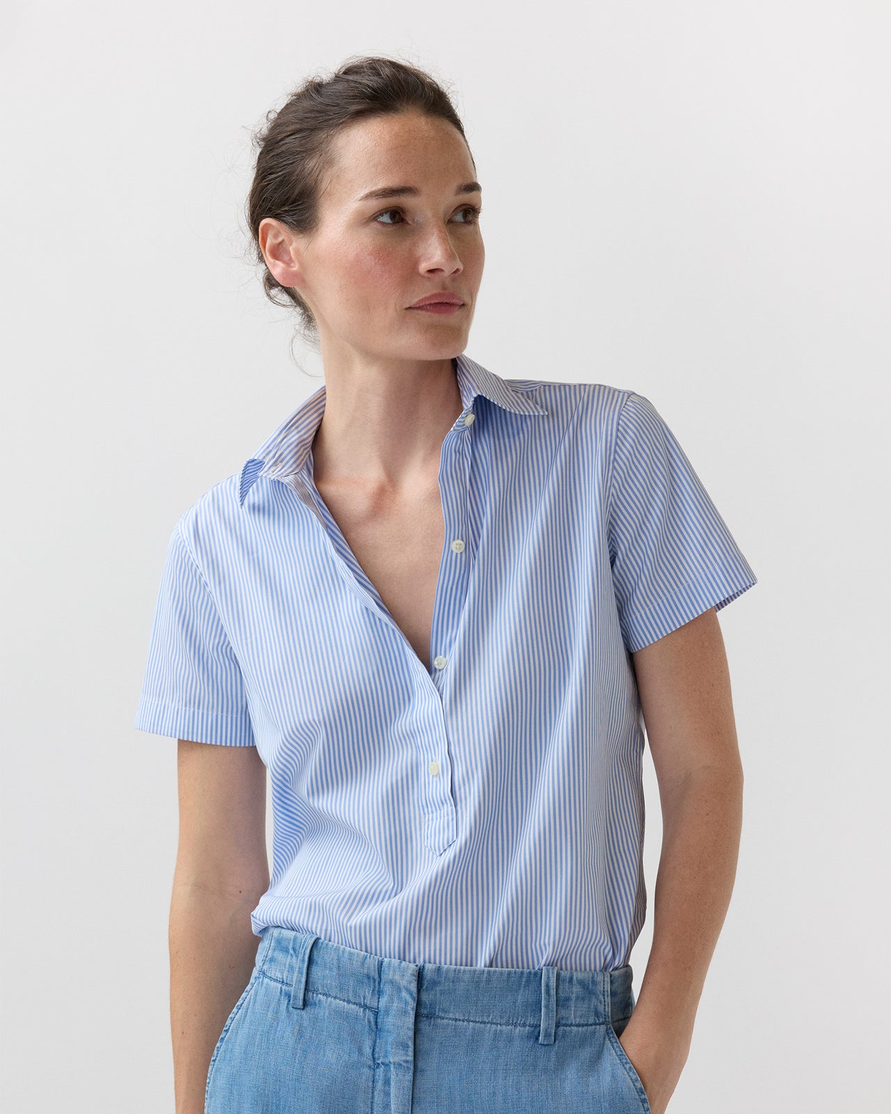 Scout Shirt in Light Blue Banker Stripe