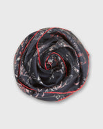 Load image into Gallery viewer, Medium Hand-Rolled Silk Scarf in Indigo Painted Paisley

