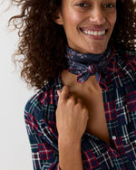Load image into Gallery viewer, Medium Hand-Rolled Silk Scarf in Indigo Painted Paisley
