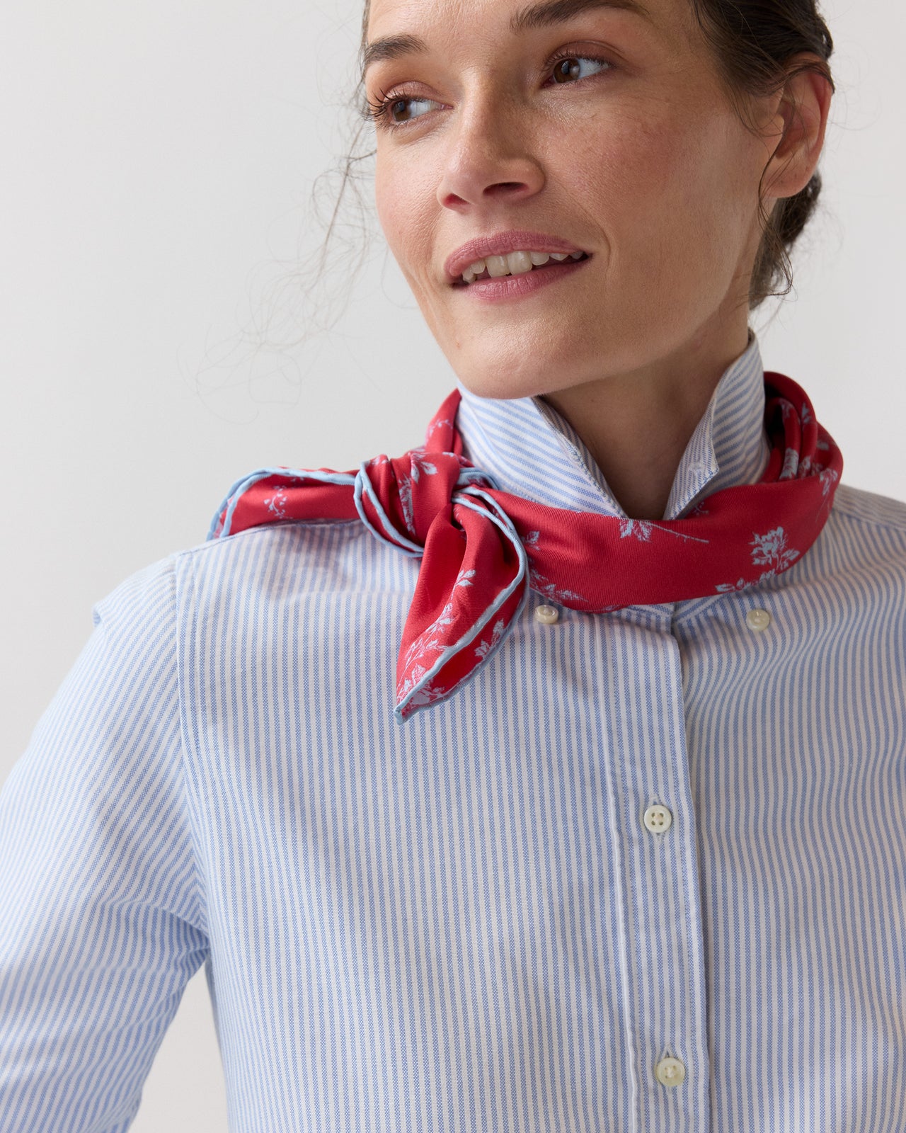 Medium Hand-Rolled Silk Scarf in Red Elizabeth Sketch Liberty Fabric