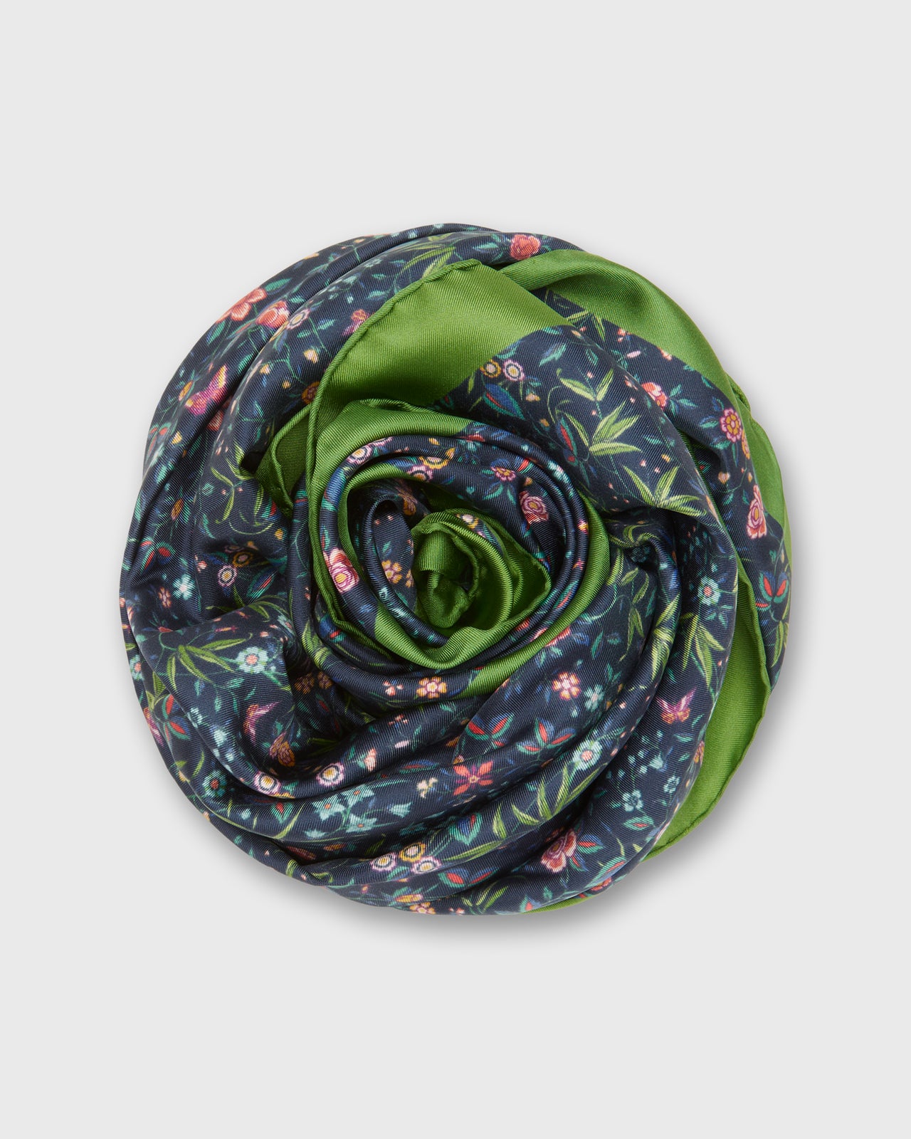 Large Hand-Rolled Scarf in Blue/Multi Tapestry Liberty Fabric Silk Twill