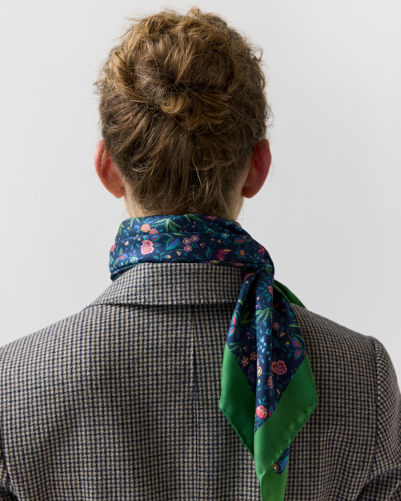 Large Hand-Rolled Scarf in Blue/Multi Tapestry Liberty Fabric Silk Twill