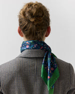 Load image into Gallery viewer, Large Hand-Rolled Scarf in Blue/Multi Tapestry Liberty Fabric Silk Twill
