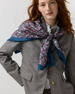 Load image into Gallery viewer, Large Hand-Rolled Scarf in Navy/Red Petal &amp; Daisy Liberty Fabric Silk Twill
