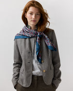Load image into Gallery viewer, Large Hand-Rolled Scarf in Navy/Red Petal &amp; Daisy Liberty Fabric Silk Twill

