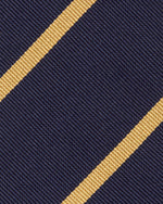 Load image into Gallery viewer, Silk Woven Tie in Navy/Gold Bar Stripe
