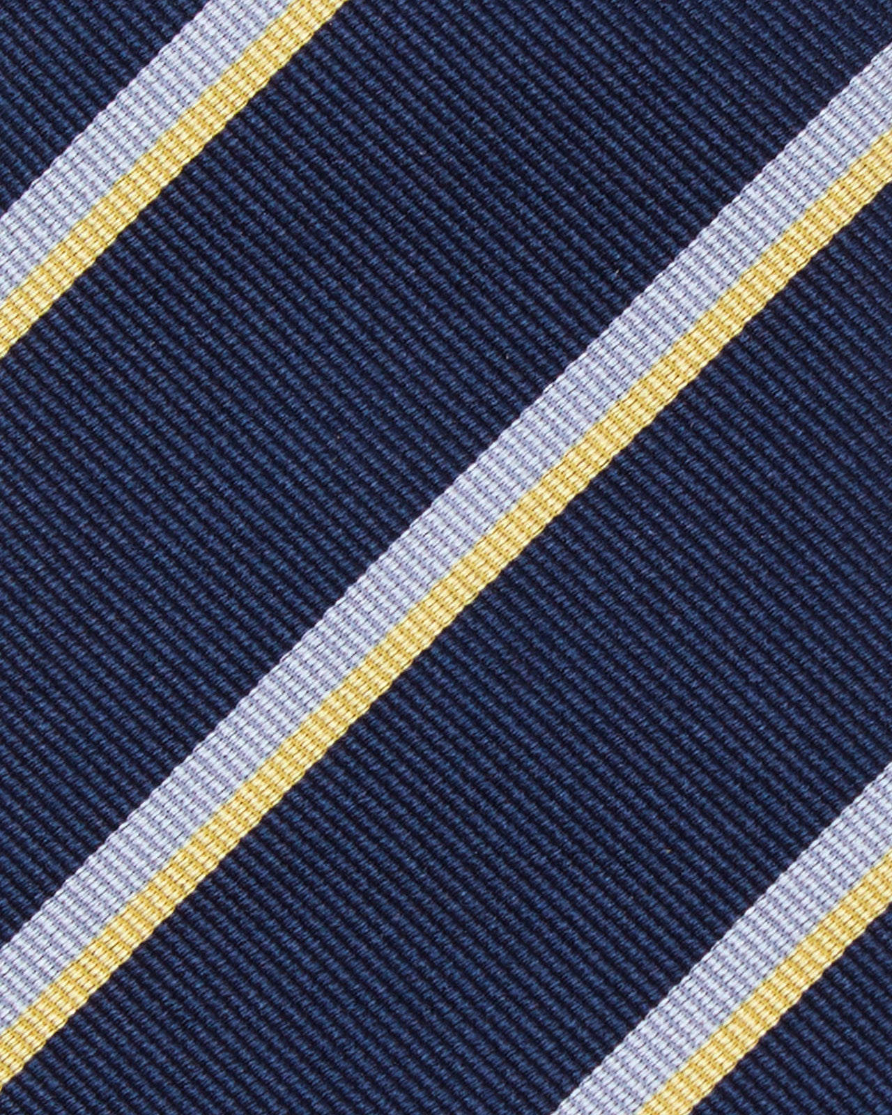Silk Woven Tie in Navy/Sky/Butter Stripe