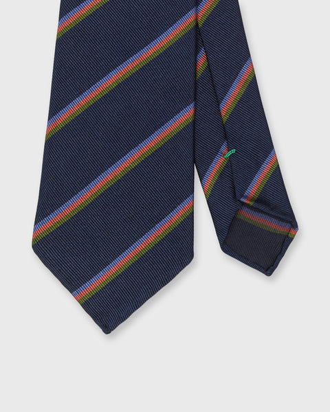 Theory✨TWILL COMBO RIB DRAPE DR ネイビー　M Silk Woven Tie in Navy/Blue/Salmon Multi Stripe | Shop Sid Mashburn