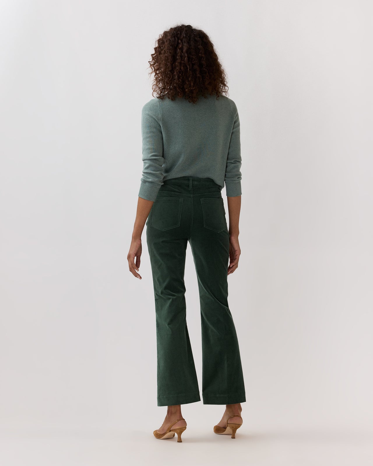 Kendall Flare 5-Pocket Jean in Spruce Stretch Velveteen