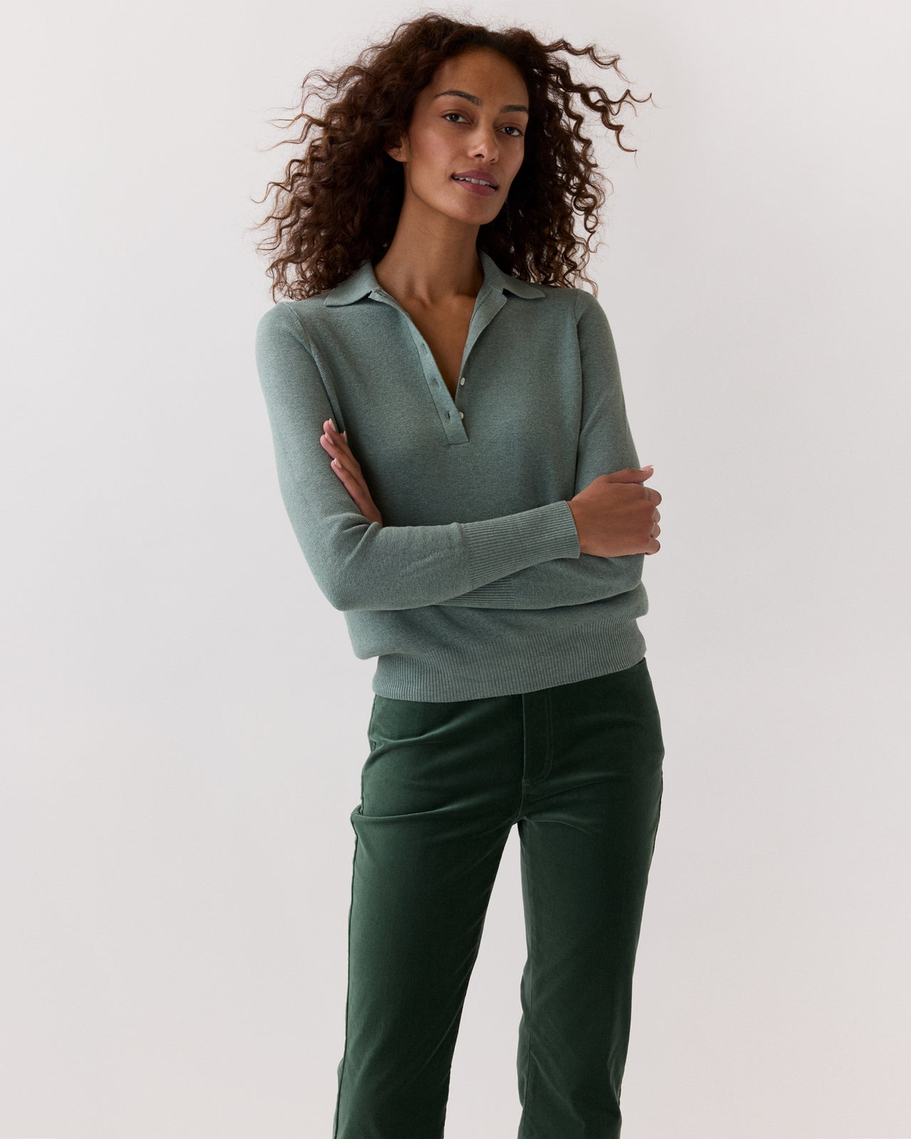 Connor Sweater in Sage Cotton/Silk