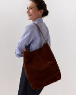 Load image into Gallery viewer, Liz Hobo Bag in Walnut Suede/English Tan Leather
