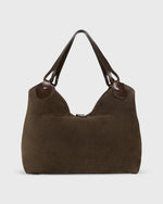 Load image into Gallery viewer, Sally Tote in Dark Brown Suede/Leather
