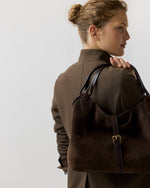 Load image into Gallery viewer, Sally Tote in Dark Brown Suede/Leather

