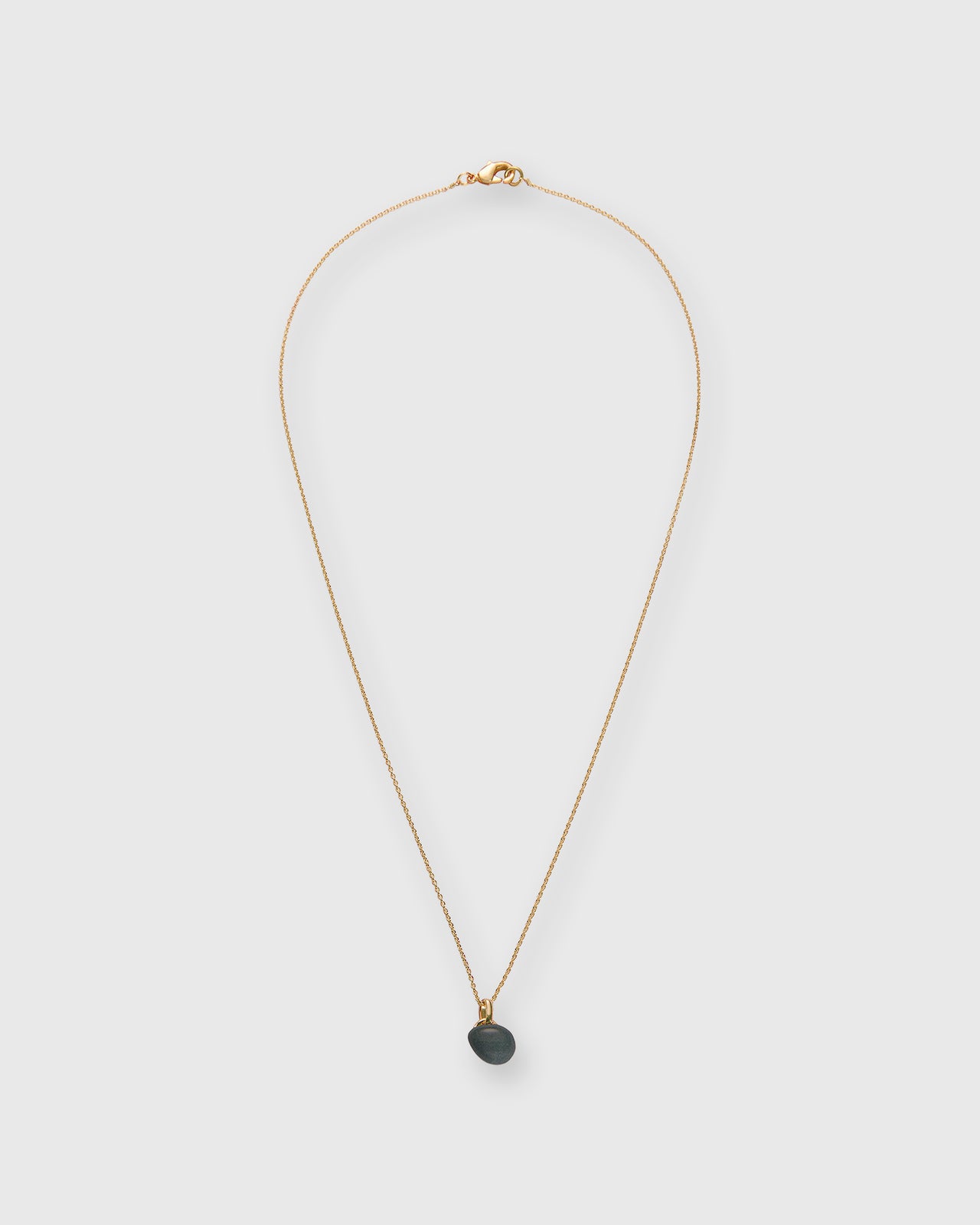 Egg Porcelain Pendant Necklace in Jet/Gold