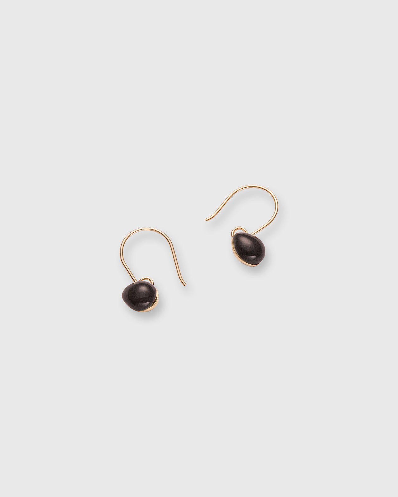 Tiny Ceramic Egg Earrings in Jet/Gold