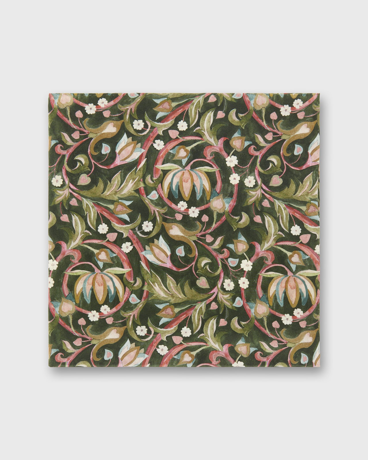 Hand-Rolled Silk Anyway Scarf in Olive/Rose The West Garden Liberty Fabric