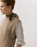 Load image into Gallery viewer, Hand-Rolled Silk Anyway Scarf in Olive/Rose The West Garden Liberty Fabric
