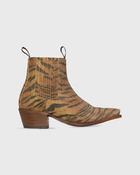 Short Cowboy Boot in Brown Tiger Leather