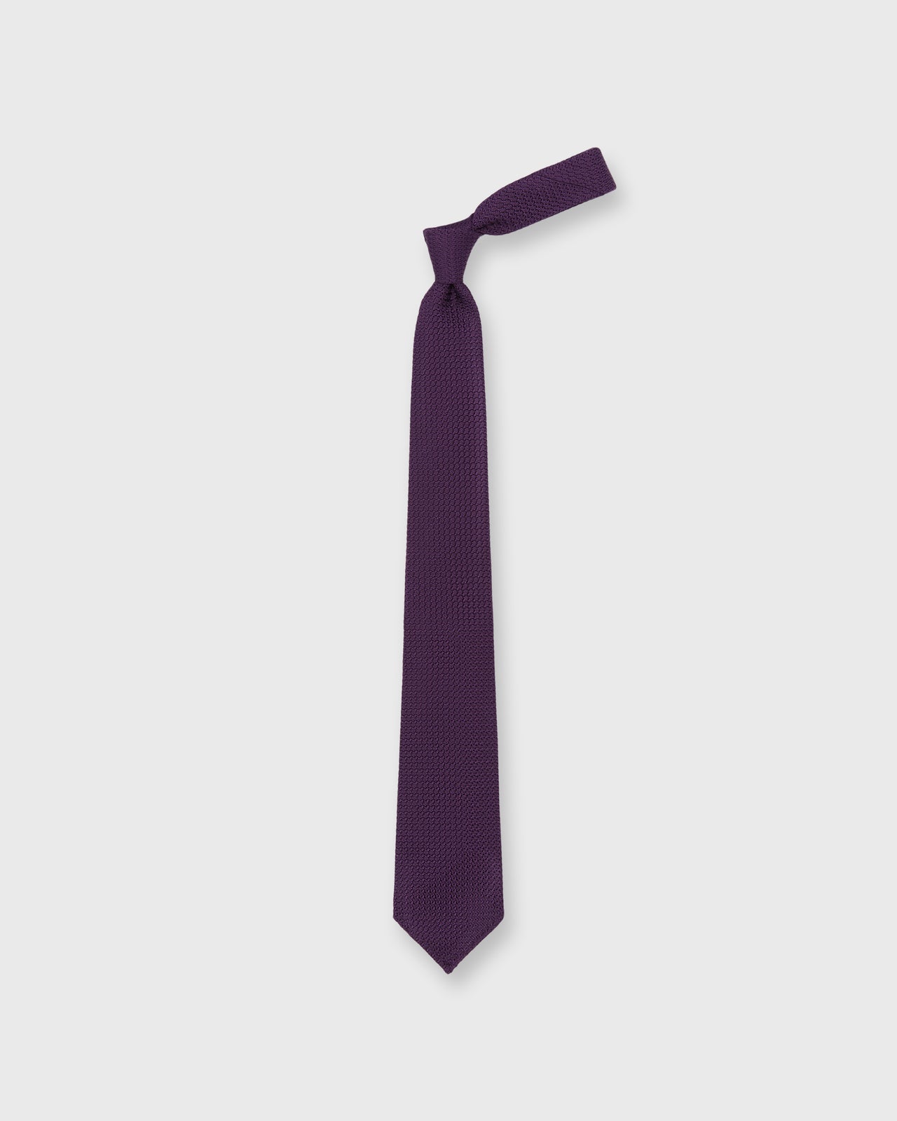 Hand-Rolled Silk Grosso Grenadine Tie in Eggplant