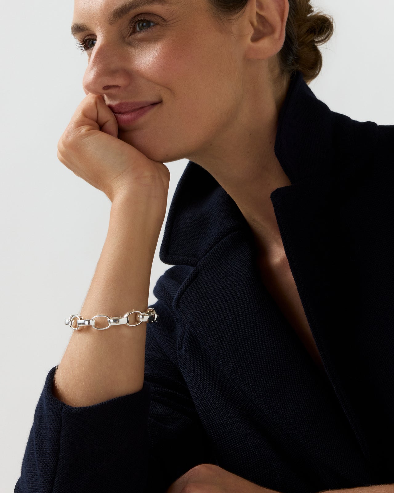Oval Link Bracelet in Silver