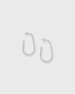Load image into Gallery viewer, Oblong Open Hoop Earrings in Silver
