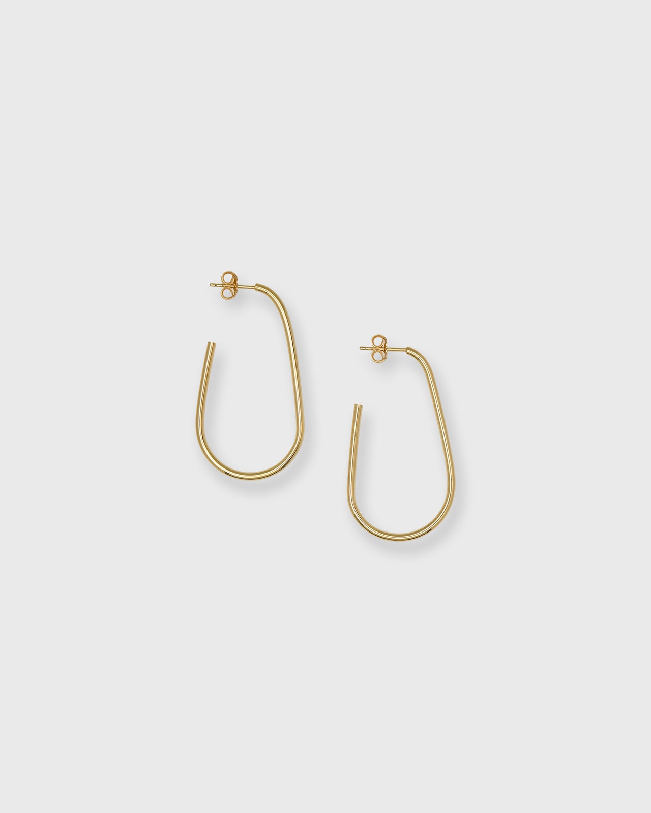 Oblong Open Hoop Earrings in Gold
