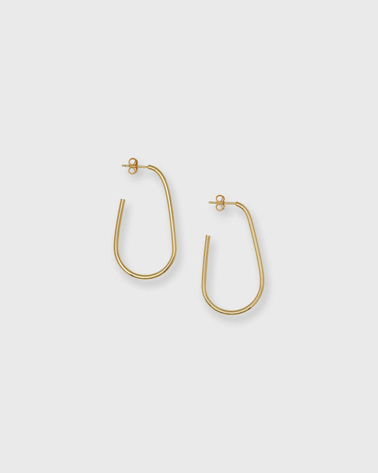 Oblong Open Hoop Earrings in Gold