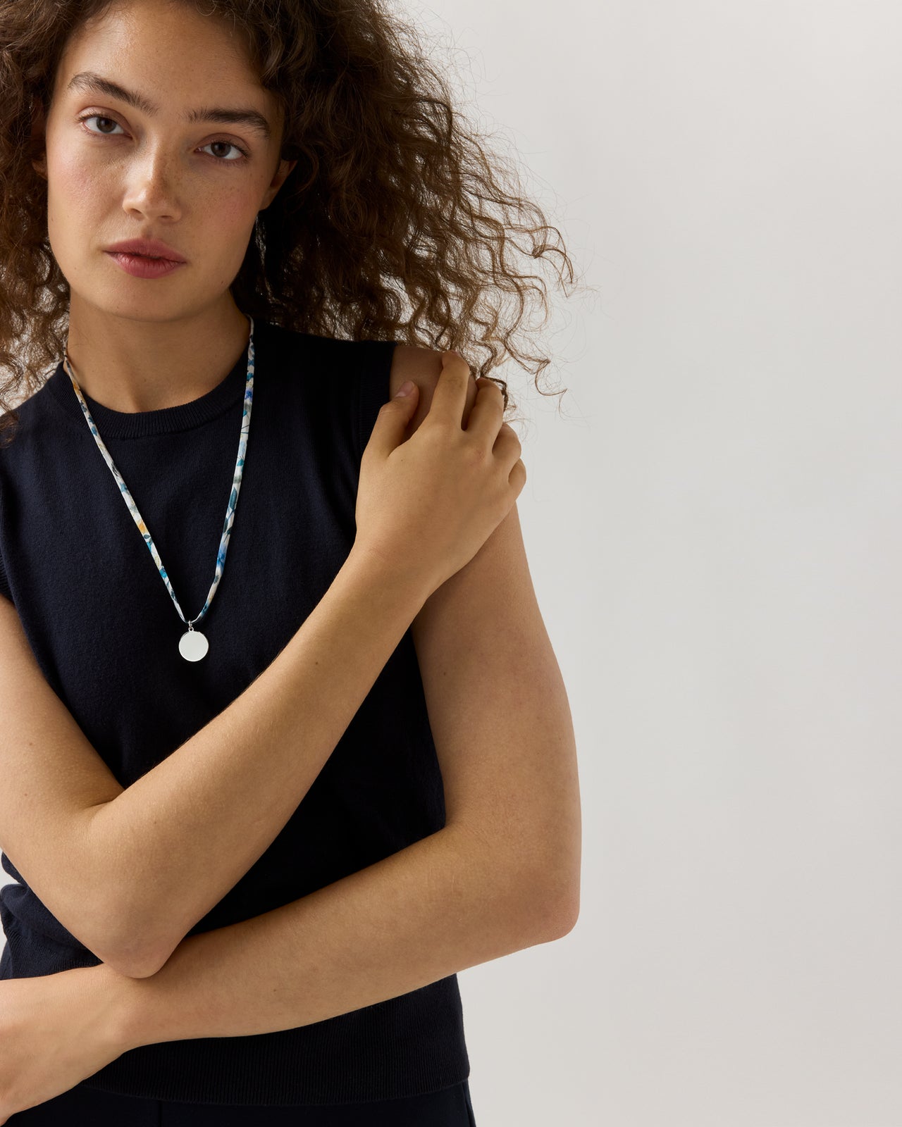 Circle Pendant Necklace in Blue Aurora Liberty