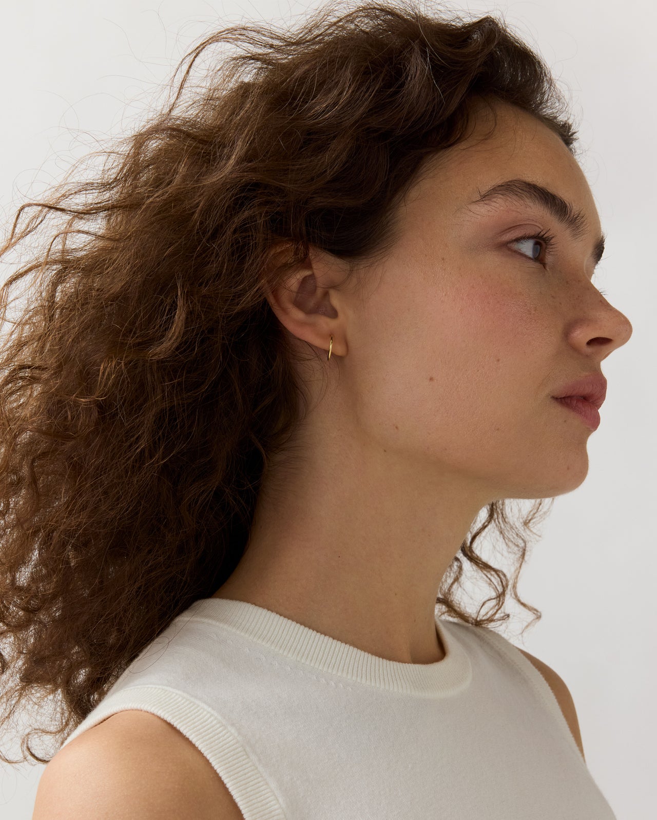 Tiny Sleeper Hoop Earrings in Gold